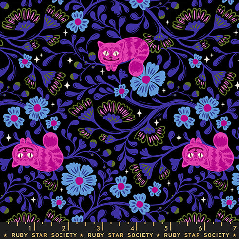PREORDER Hello Alice Cheshire Cats in Black RS2123 14 - Ruby Star Society Sold by the Half Yard